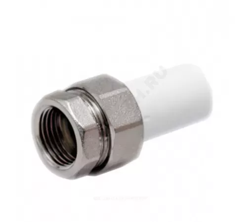 Муфта трубная PP-R комбинированная разъемная белая Дн 25х3/4" Ру25 наруж пайка/ВР VALFEX 10157020