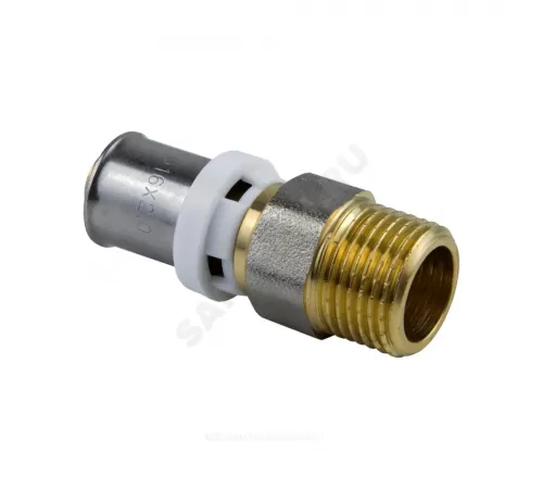 Муфта МП латунь никель пресс Дн 16х3/4" НР ГОСТ 32415-2013 8001 Aquasfera 8001-02