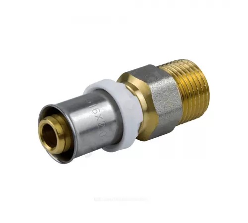 Муфта МП латунь никель пресс Дн 16х3/4" НР ГОСТ 32415-2013 8001 Aquasfera 8001-02