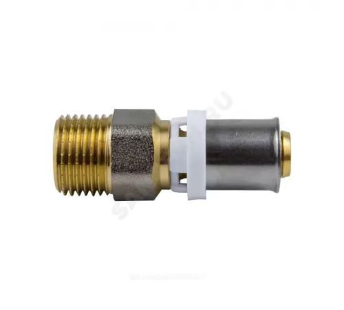Муфта МП латунь никель пресс Дн 16х3/4" НР ГОСТ 32415-2013 8001 Aquasfera 8001-02