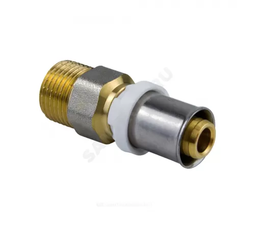 Муфта МП латунь никель пресс Дн 16х3/4" НР ГОСТ 32415-2013 8001 Aquasfera 8001-02
