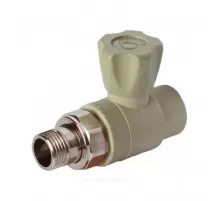 Клапан (вентиль) PP-R запорный серый Дн 20х1/2" Ру25 НР прямой для радиатора RTP (РосТурПласт) 15820