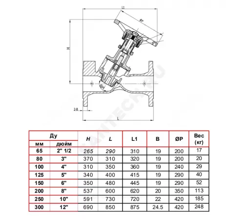 Клапан балансировочный чугун RC 4240 Ду 100 Ру16 фл Tecofi RC4240-0100