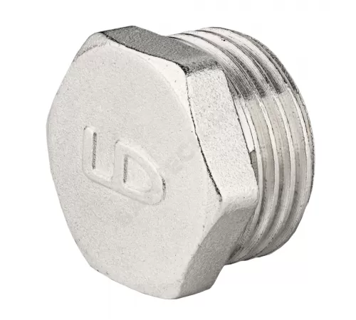 Заглушка латунь никель Ду 15 (1/2") НР LD LD.67.505.15