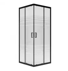 Ограждение душевое Universal BLACK 800х800х1850 мм без поддона текстурированное стекло МетаКам KKS_016220