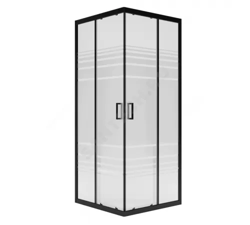 Ограждение душевое Universal BLACK 800х800х1850 мм без поддона текстурированное стекло МетаКам KKS_016220