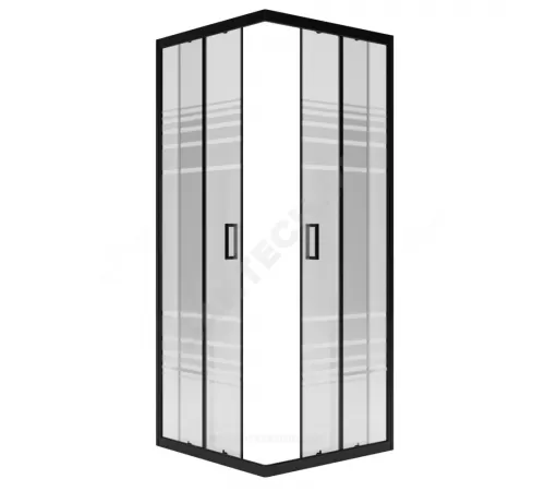 Ограждение душевое Universal BLACK 800х800х1850 мм без поддона текстурированное стекло МетаКам KKS_016220