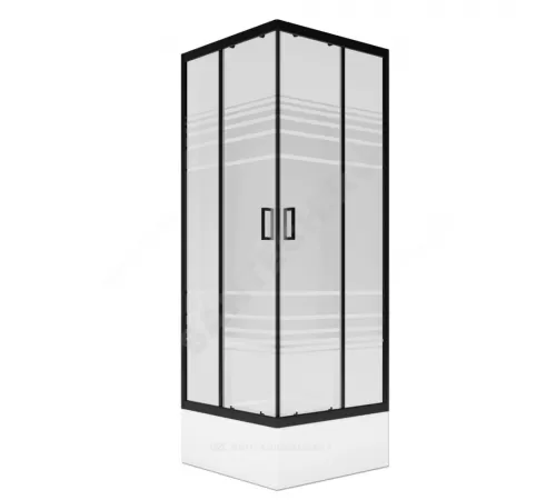 Ограждение душевое Universal BLACK 800х800х1850 мм без поддона текстурированное стекло МетаКам KKS_016220
