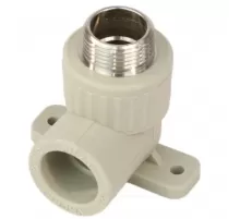 Угольник PP-R комбинированный серый Дн 20х3/4" НР с креплением VALFEX 10121120Г