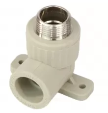 Угольник PP-R комбинированный серый Дн 25х3/4" НР с креплением VALFEX 10121125Г
