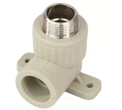 Угольник PP-R комбинированный серый Дн 20х3/4" НР с креплением VALFEX 10121120Г