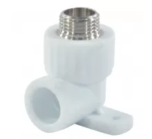 Угольник PP-R комбинированный белый Дн 25х3/4" НР с креплением VALFEX 10121125