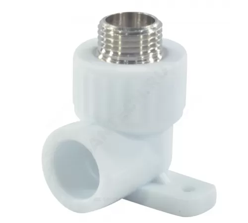 Угольник PP-R комбинированный белый Дн 25х3/4" НР с креплением VALFEX 10121125