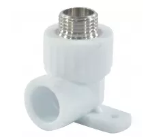 Угольник PP-R комбинированный белый Дн 25х3/4" НР с креплением VALFEX 10121125