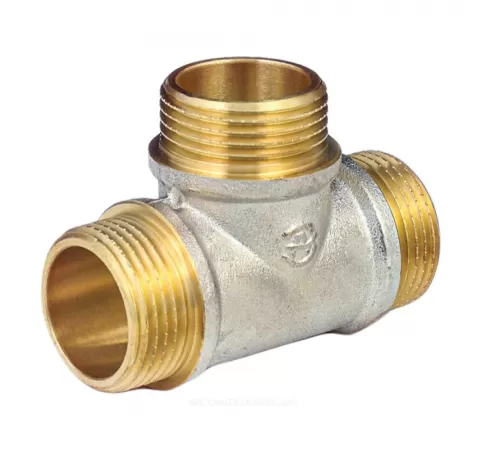 Тройник латунь никель Ду 25 (1") НР/НР/НР 9010 ГОСТ 32585-2013 Aquasfera 9010-03