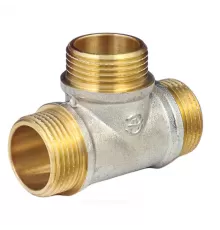Тройник латунь никель Ду 15 (1/2") НР/НР/НР 9010 ГОСТ 32585-2013 Aquasfera 9010-01
