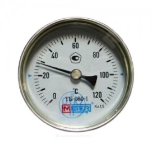 Термометр биметаллический осевой Дк63 L=100мм G1/2" 120С ТБ63 Метер