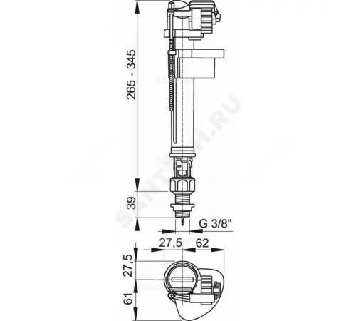 Арматура для бачка наливная 3/8" нижнее подключение Alca Plast A18-3/8" Арматура для бачка наливная 3/8" нижнее подключение Alca Plast A18-3/8"