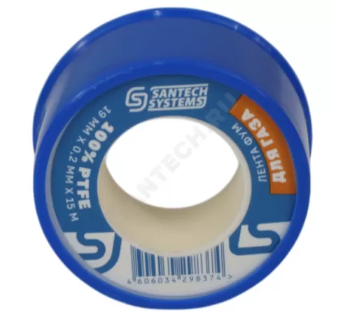 Лента ФУМ PTFE 19ммх0,2ммх15м катушка среда: газ SantechSystems Лента ФУМ PTFE 19ммх0,2ммх15м катушка среда: газ SantechSystems