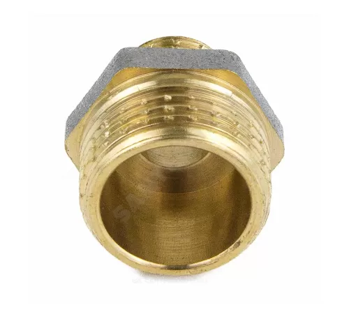 Ниппель латунь никель переходной Ду 20х15 (3/4"х1/2") НР 9023 ГОСТ 32585-2013 Aquasfera 9023-03