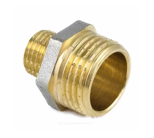 Ниппель латунь никель переходной Ду 20х15 (3/4"х1/2") НР 9023 ГОСТ 32585-2013 Aquasfera 9023-03