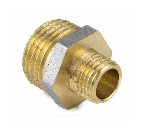 Ниппель латунь никель переходной Ду 20х15 (3/4"х1/2") НР 9023 ГОСТ 32585-2013 Aquasfera 9023-03