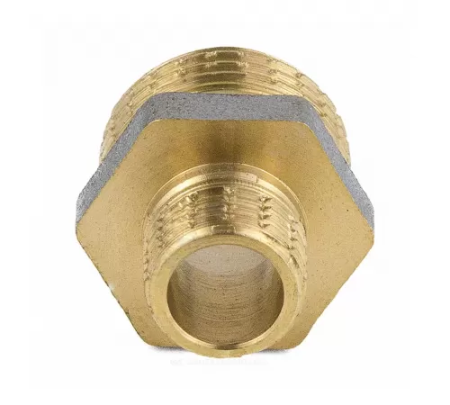 Ниппель латунь никель переходной Ду 20х15 (3/4"х1/2") НР 9023 ГОСТ 32585-2013 Aquasfera 9023-03