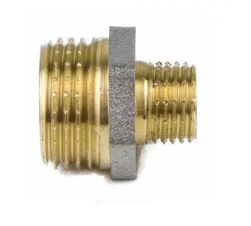 Ниппель латунь никель переходной Ду 20х15 (3/4"х1/2") НР 9023 ГОСТ 32585-2013 Aquasfera 9023-03