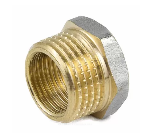 Футорка латунь никель Ду 50х32 (2"х1 1/4") НР/ВР 9024 ГОСТ 32585-2013 Aquasfera 9024-14