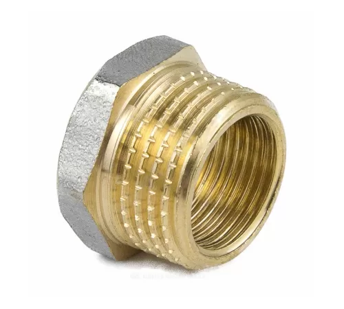 Футорка латунь никель Ду 50х32 (2"х1 1/4") НР/ВР 9024 ГОСТ 32585-2013 Aquasfera 9024-14