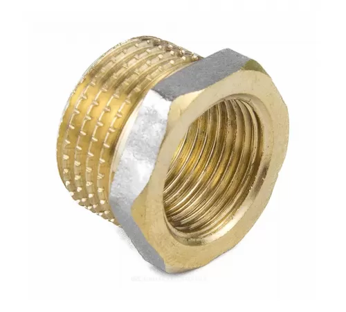 Футорка латунь никель Ду 50х32 (2"х1 1/4") НР/ВР 9024 ГОСТ 32585-2013 Aquasfera 9024-14