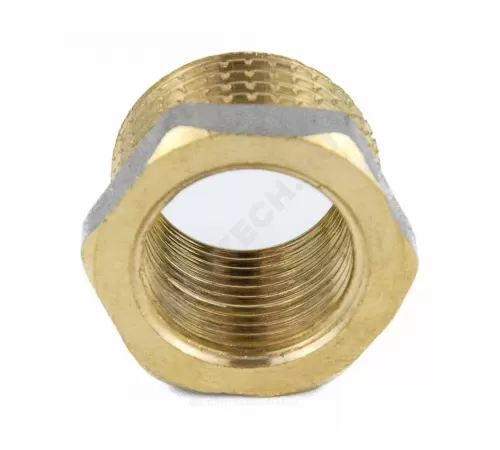 Футорка латунь никель Ду 50х32 (2"х1 1/4") НР/ВР 9024 ГОСТ 32585-2013 Aquasfera 9024-14
