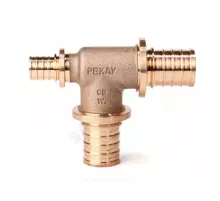 Тройник для PE-X труб аксиальный бронза Дн 32х32х25 переходной RX+ Рехау 14570753001