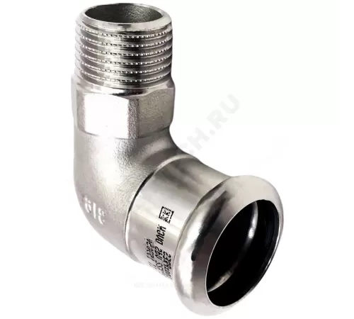Угольник сталь нерж AISI 316L 90гр Дн 22х3/4" Ру16 пресс/НР Inoxpres RM 197304022