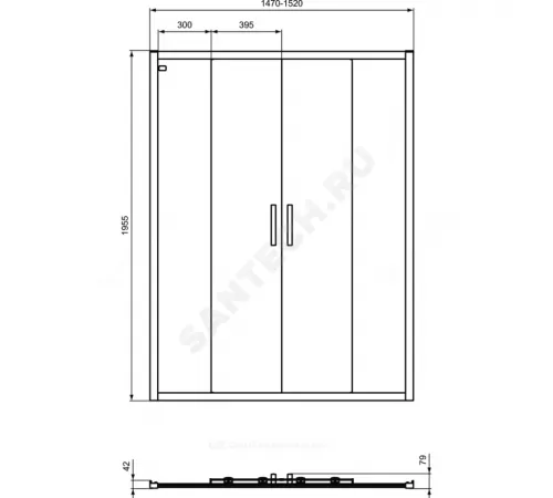 Дверь душевая CONNECT 2 Sliding door 1500х1950 мм Ideal Standard K968701 Дверь душевая CONNECT 2 Sliding door 1500х1950 мм Ideal Standard K968701