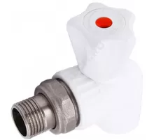 Кран шаровой PP-R белый Дн 25х1/2" НР угловой для радиатора VALFEX 10148125