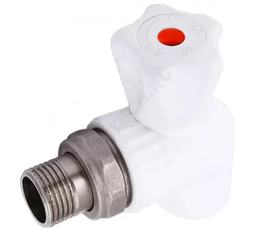 Кран шаровой PP-R белый Дн 25х1/2" НР угловой для радиатора VALFEX 10148125