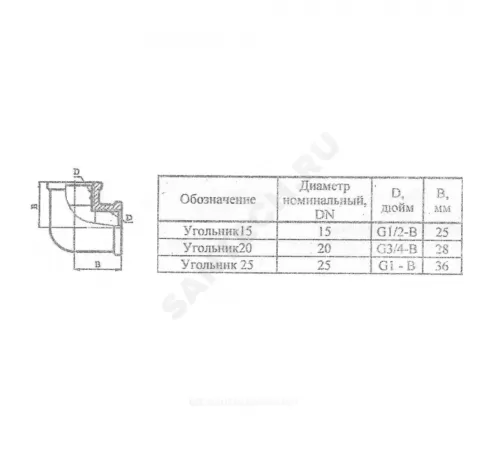 Угольник латунь Ду 25 (1") ВР/ВР Цветлит ZW50099