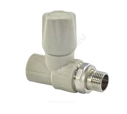 Клапан (вентиль) PP-R запорный серый Дн 20х1/2" Ру25 НР прямой для радиатора VALFEX 1014620012Г