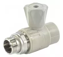 Кран шаровой PP-R серый Дн 25х1/2" НР прямой для радиатора VALFEX 10149125Г