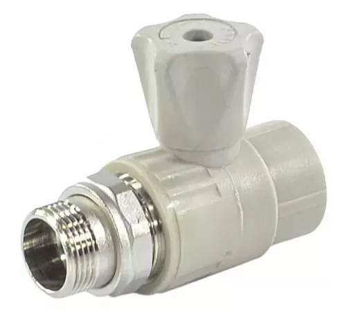 Кран шаровой PP-R серый Дн 25х3/4" НР прямой для радиатора VALFEX 10149025Г