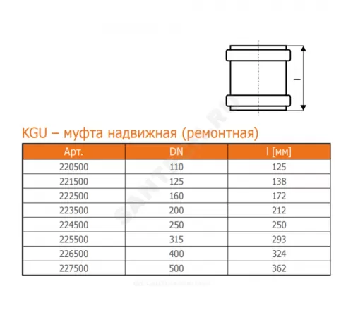 Муфта НПВХ ремонтная коричневая Дн 500 б/нап в/к KGU Ostendorf 227500