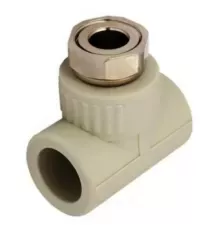 Тройник PP-R комбинированный серый Дн 25х3/4" с накидной гайкой для PP-R RTP (РосТурПласт) 15837