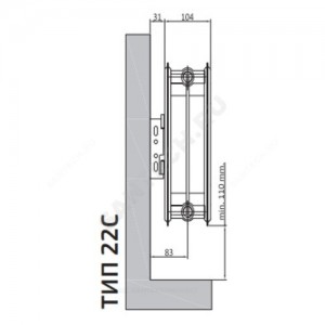 Радиатор стальной панельный Compact C тип 22 300х1000 Qну=1444 Вт бок/п RAL 9016 (белый) Heaton Plus