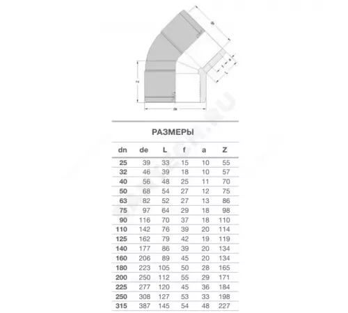 Отвод электросварной ПЭ100 Дн 160х45гр Ру16 SDR11 EUROSTANDARD 2116160160 Отвод электросварной ПЭ100 Дн 160х45гр Ру16 SDR11 EUROSTANDARD 2116160160