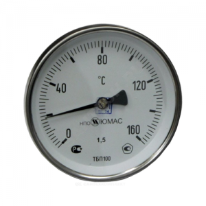 Термометр биметаллический осевой Дк100 L=50мм G1/2" 160С ТБП-Т НПО ЮМАС