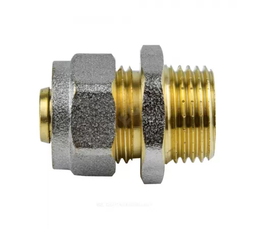 Муфта МП латунь никель обжим Дн 16х3/4" НР ГОСТ 32415-2013 7001 Aquasfera 7001-02