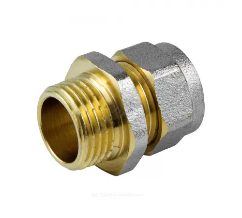 Муфта МП латунь никель обжим Дн 16х3/4" НР ГОСТ 32415-2013 7001 Aquasfera 7001-02