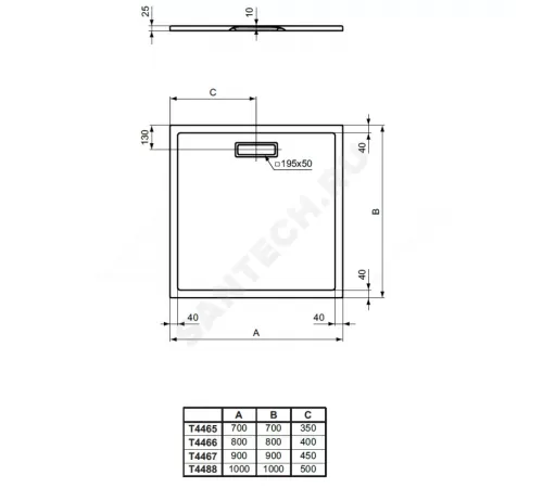 Поддон душевой акрил квадрат ULTRAFLAT NEW 900х900х25 черный Ideal Standard T4467V3 Поддон душевой акрил квадрат ULTRAFLAT NEW 900х900х25 черный Ideal Standard T4467V3
