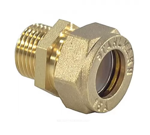 Муфта латунь 40Aх1 1/2" обжим/НР STAHLMANN SSML4011/2BEF Муфта латунь 40Aх1 1/2" обжим/НР STAHLMANN SSML4011/2BEF